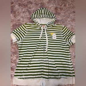 Striped short sleeve zip up hoodie